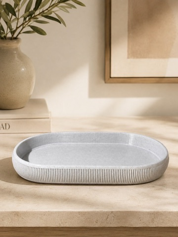 oval ribbed tray