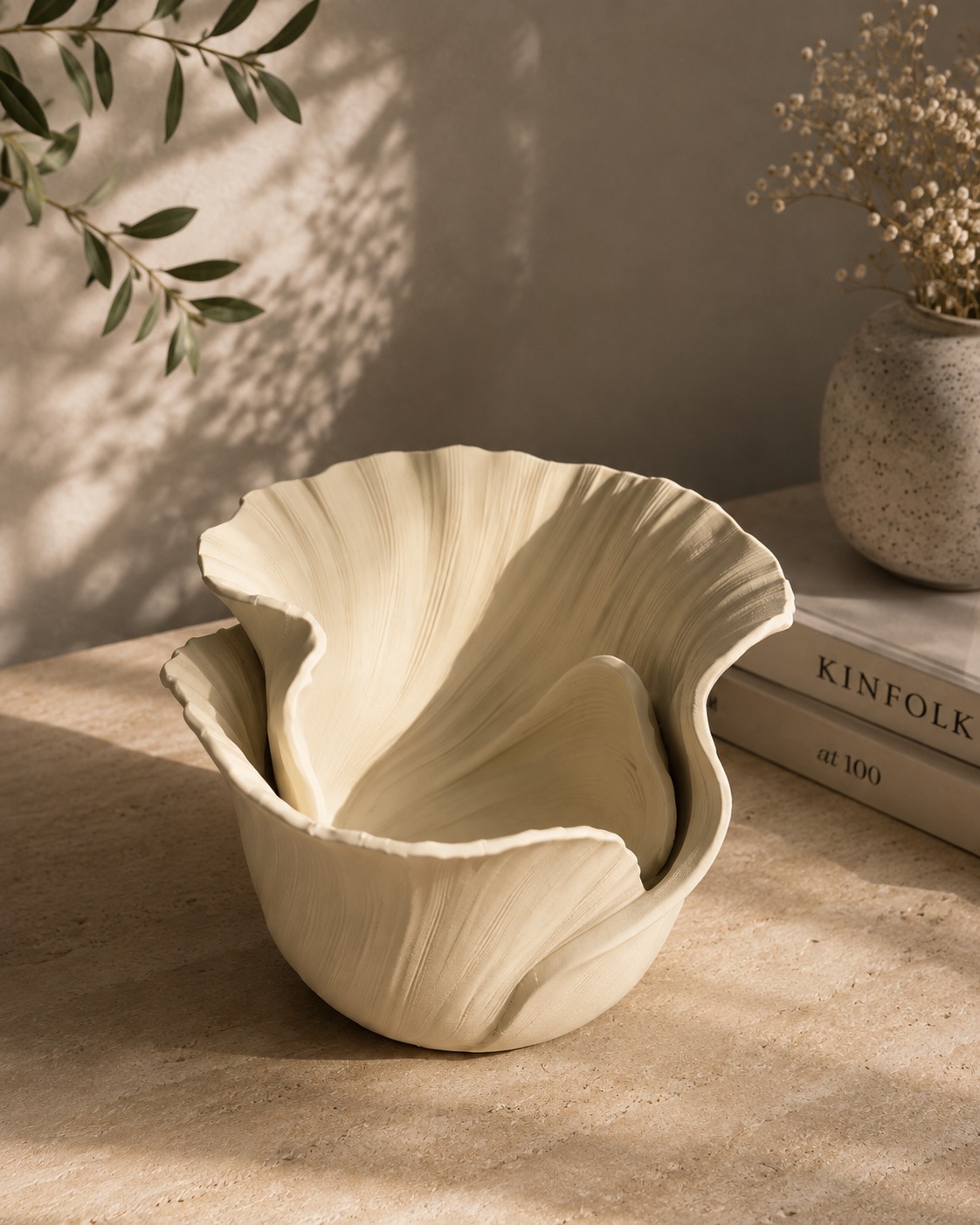 Organic petal shaped decorative bowl