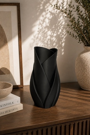 Black twisted decorative vase
